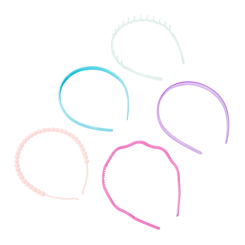 Assorted Plastic Headbands 5-Count