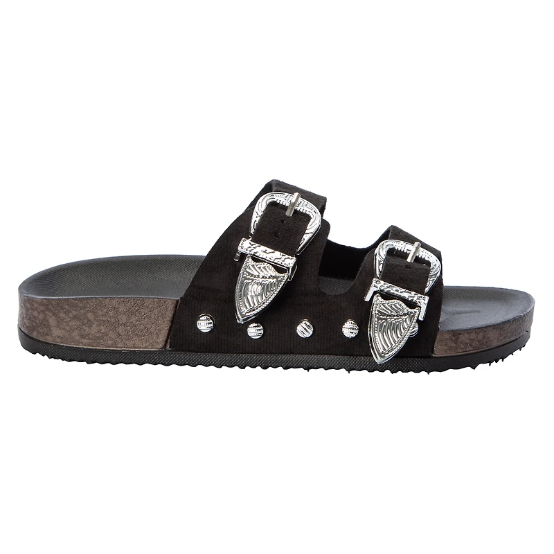 Ladies Western Double-Buckle Slide Sandals