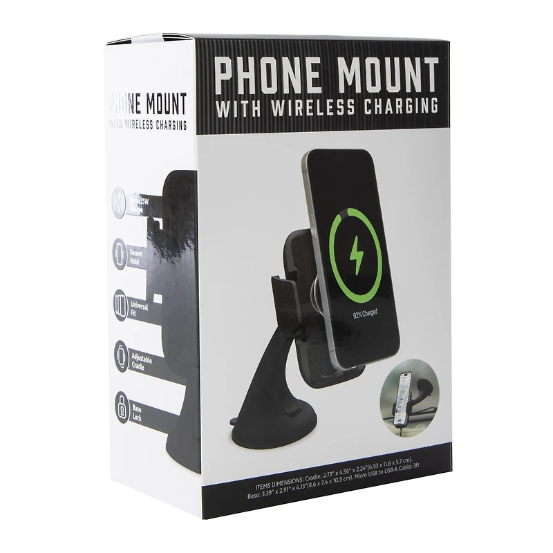 10W Auto Phone Mount With Wireless Charging