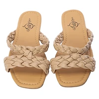 Ladies Braided Double-Band Slide Sandals
