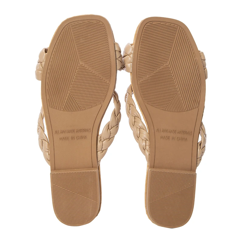 Ladies Braided Double-Band Slide Sandals