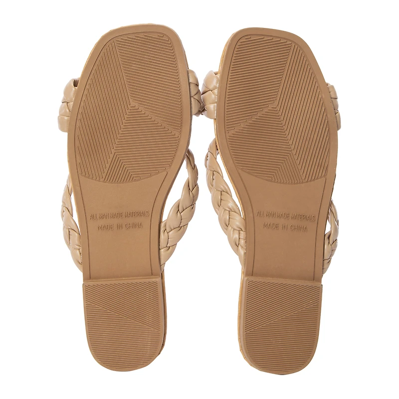 Ladies Braided Double-Band Slide Sandals