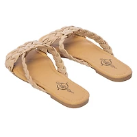 Ladies Braided Double-Band Slide Sandals