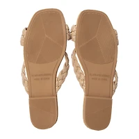 Ladies Braided Double-Band Slide Sandals