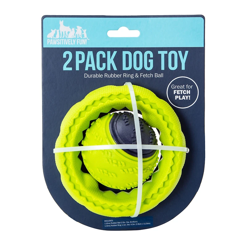Rubber Ring & Ball Dog Toys 2-Pack