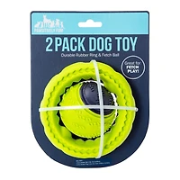 Rubber Ring & Ball Dog Toys 2-Pack