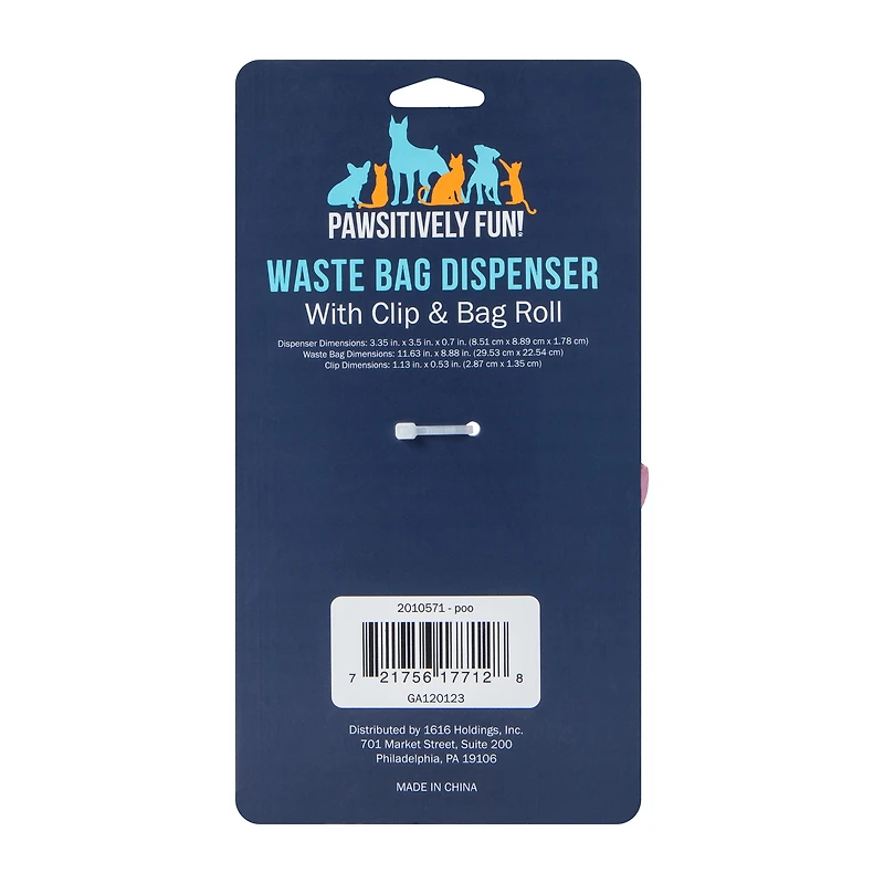 Pawsitively Fun! Pet Pink Waste Bag Dispenser With Clip & Bag Roll