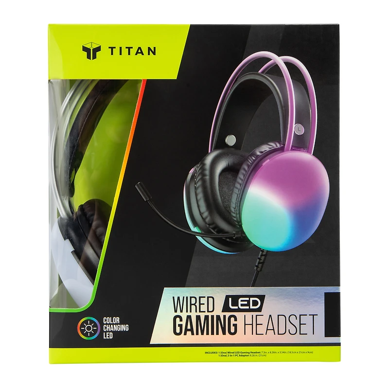 Titan Wired LED Gaming Headset With Mic