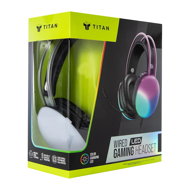 Titan Wired LED Gaming Headset With Mic