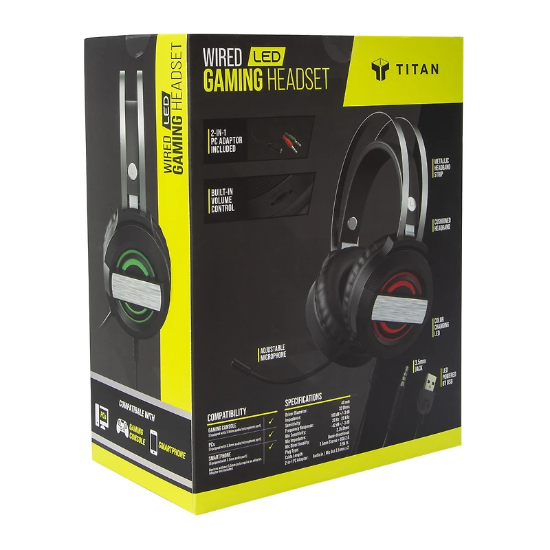 Titan Wired LED Gaming Headset With Mic
