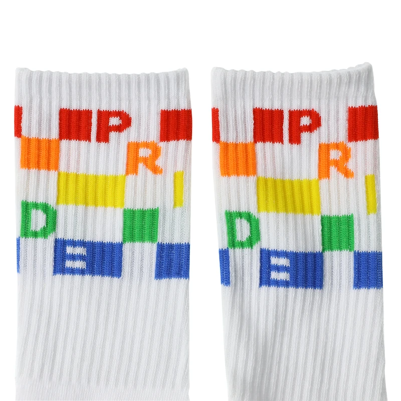 Mens Checkered Rainbow Pride Crew Socks