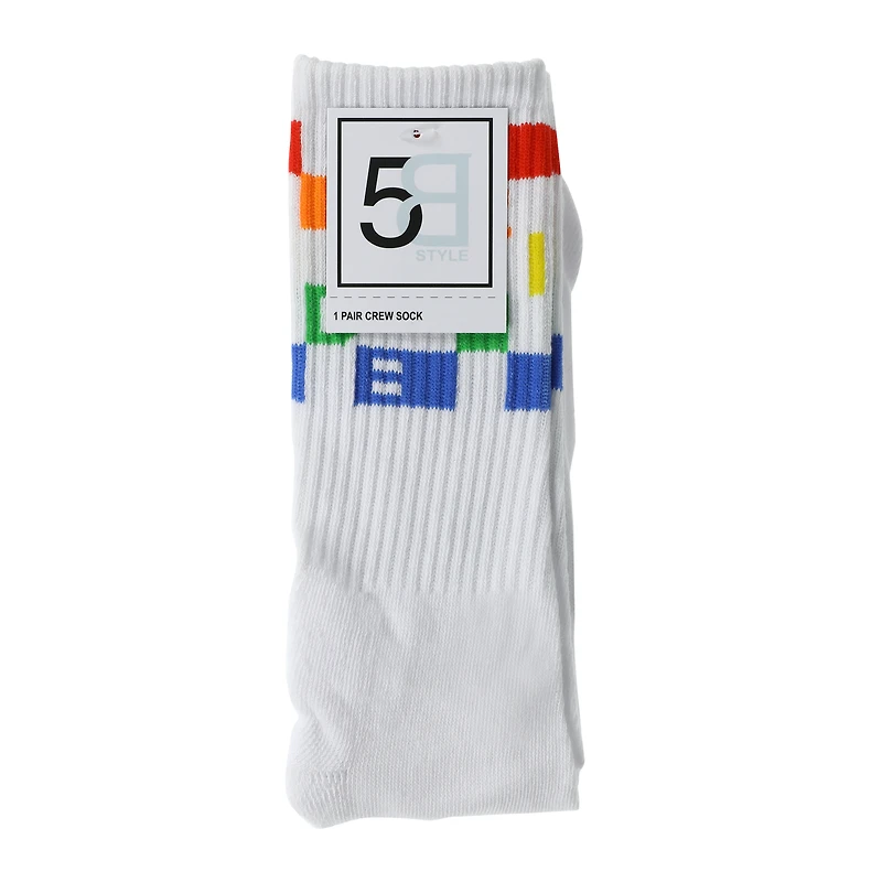 Mens Checkered Rainbow Pride Crew Socks