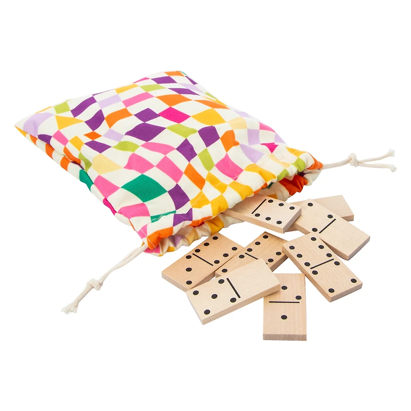 Wooden Domino Set With Pouch 28-Count