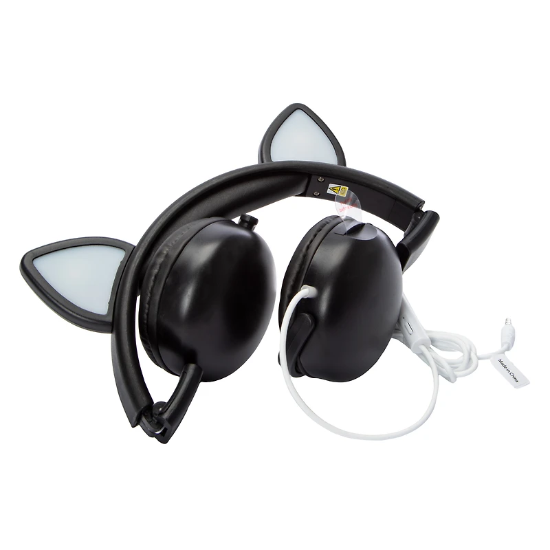 LED Cat Ear Wired Headphones With Mic
