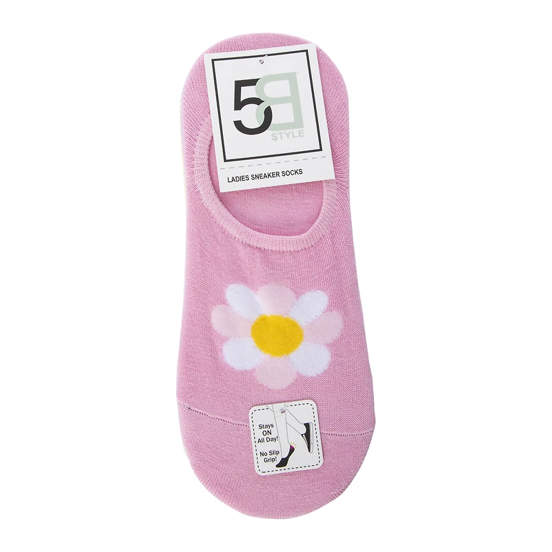 Ladies Flower No-Show Socks 5-Pack