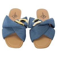 Fabric Knot Crisscross Slide Sandals