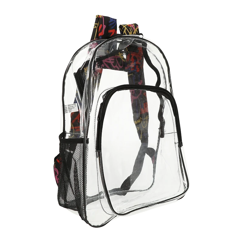Clear Backpack With Pattern Straps 15in