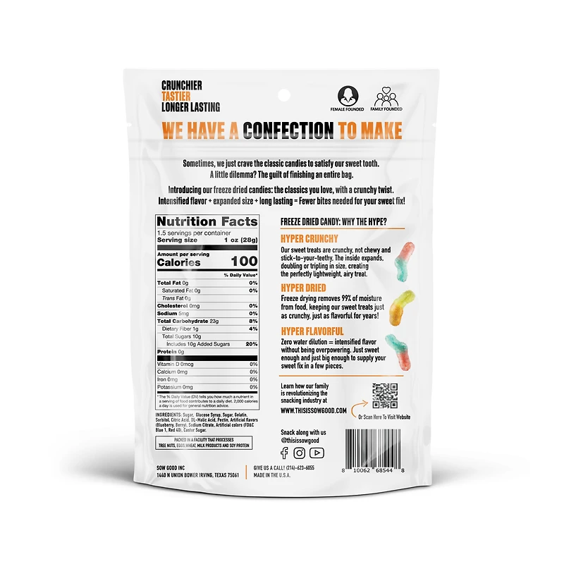 Freeze Dried Gummy Worms 1.5oz -  Sow Good™