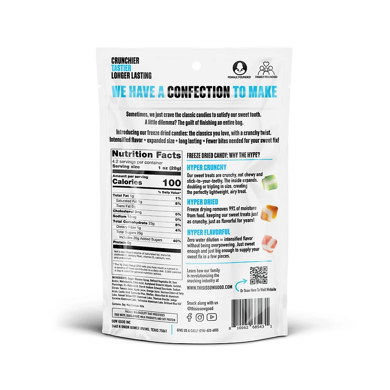 Freeze Dried Sweet Squares Candy 4.2oz -  Sow Good™