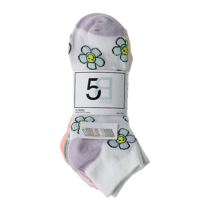 Ladies Retro Low-Cut Socks 10-Pack