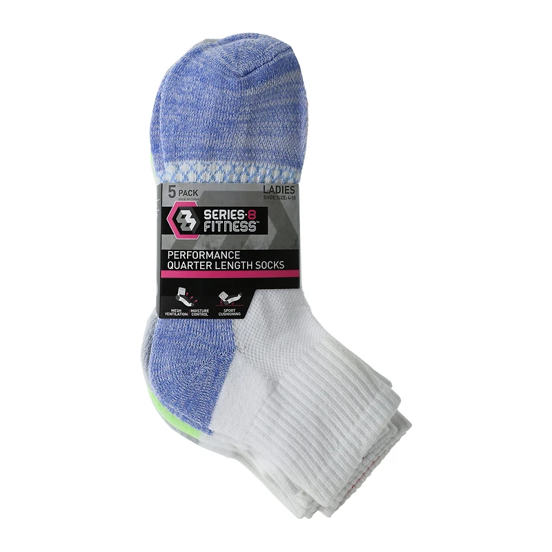 Series-8 Fitness™ Ladies Performance Quarter Length Socks 5-Pack