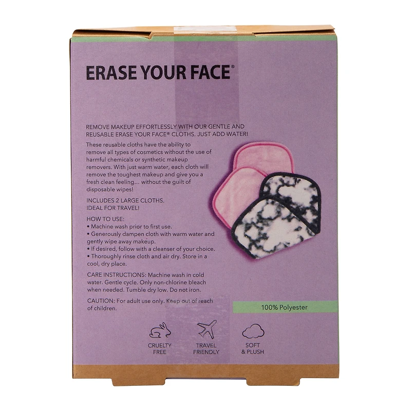 Erase Your Face® Reusable Makeup Removing Cloths 2-Count