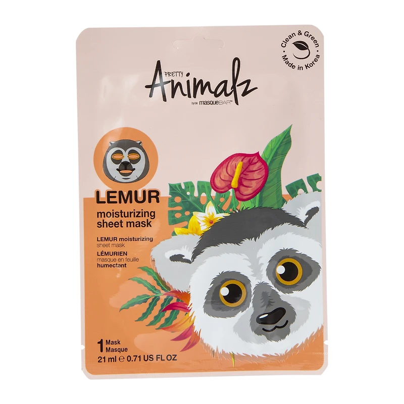 Masque Bar™ Pretty Animalz Lemur Moisturizing Sheet Mask 0.71oz