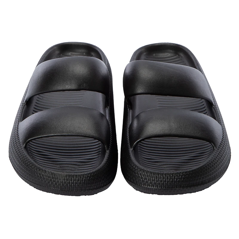 Ladies Double-Band Puffy Slide Sandals