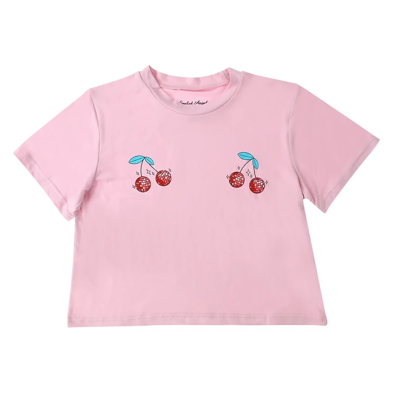 Crew Neck Pajama Top - Disco Cherry