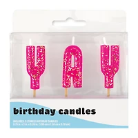 YAY Glitter Birthday Candles 3-Count