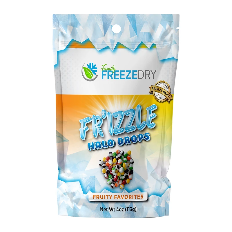 Fr'izzle Halo Drops Fruity Favorites Freeze Dried Candy 4oz