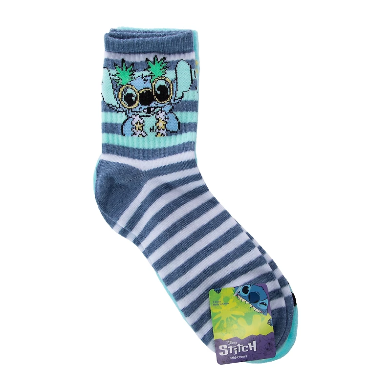 Disney Stitch Ladies Mid-Crews Socks 2-Pack