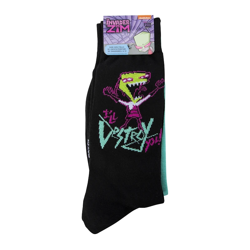 Invader Zim Mens Crew Socks 2-Pack
