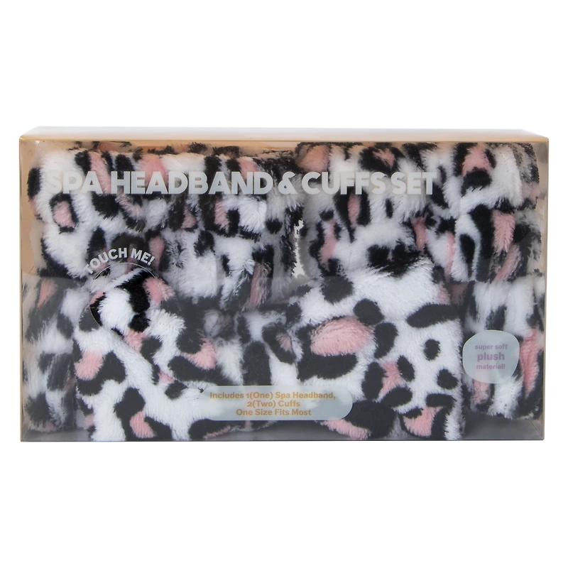 Printed Plush Spa Headband & Cuffs Set