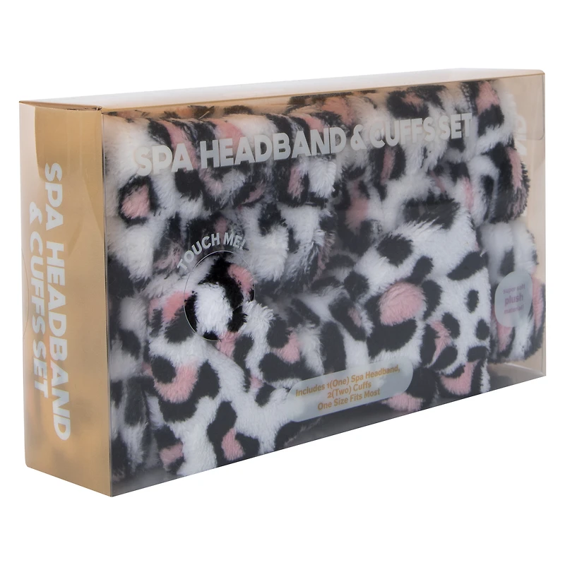 Printed Plush Spa Headband & Cuffs Set