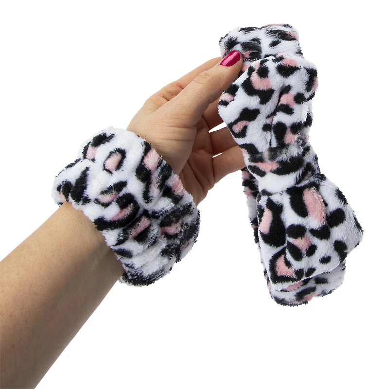 Printed Plush Spa Headband & Cuffs Set