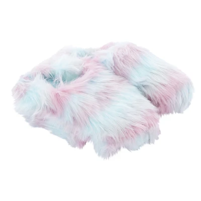 Ladies Bicolor Fuzzy Slippers