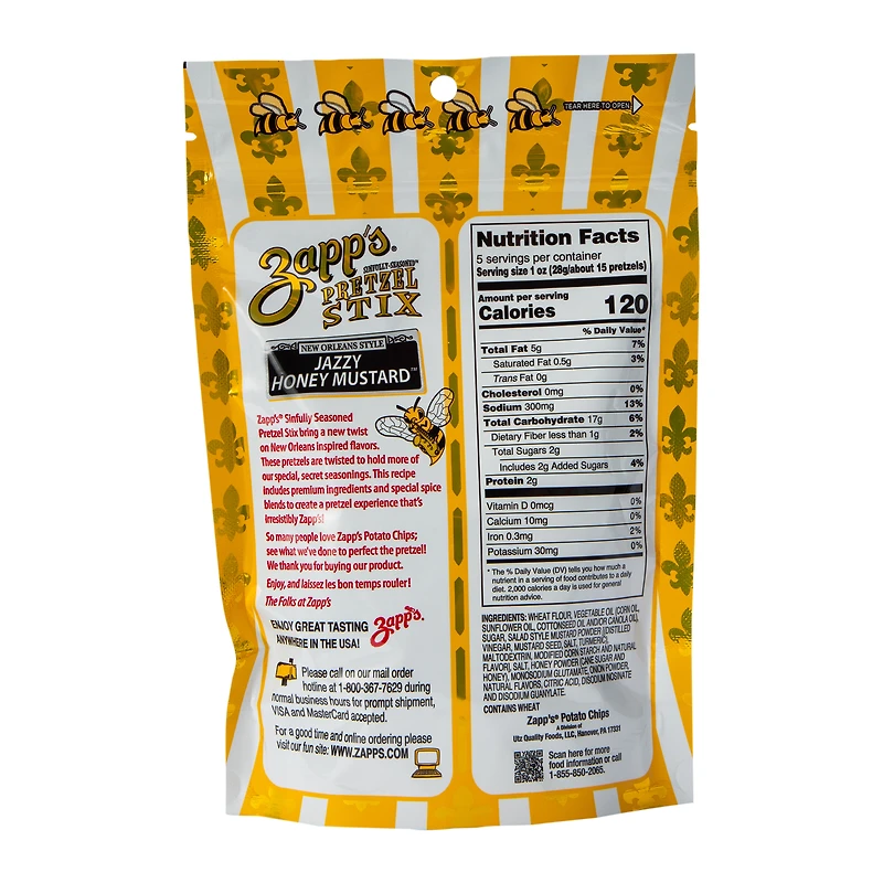 Zapp's® Sinfully Seasoned™ Pretzel Stix 5oz - Jazzy Honey Mustard