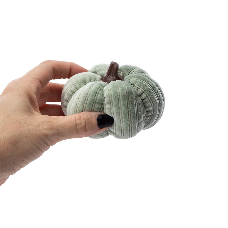 Sage Green Plush Mini Pumpkin 3.5in