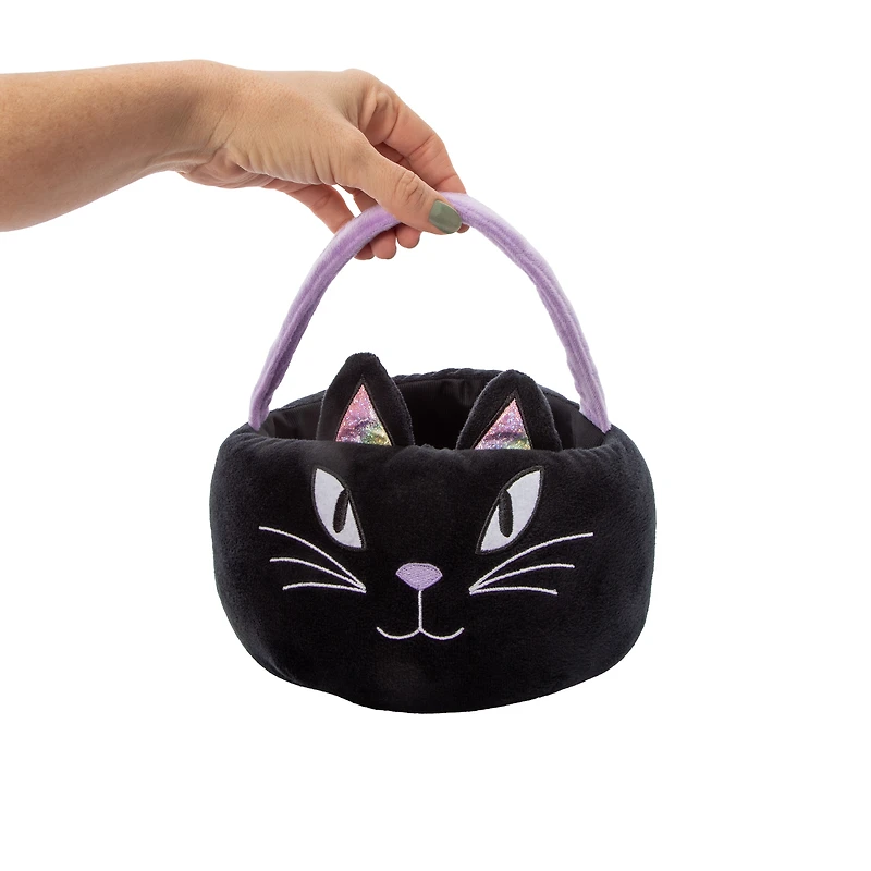Plush Cat Halloween Basket 9.44in x 9.84in
