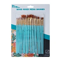 Wood Mixed Media Brushes 20-Count