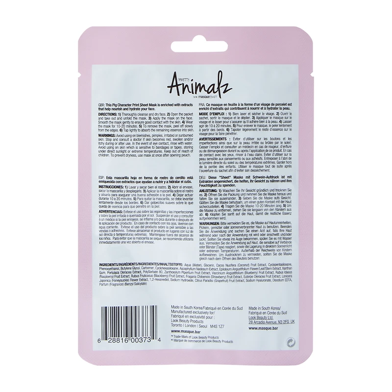 Masque Bar™ Pretty Animals Pig Hydrating Sheet Mask