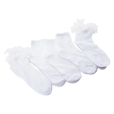 Ladies Ruffle-Ankle Socks 5-Pack