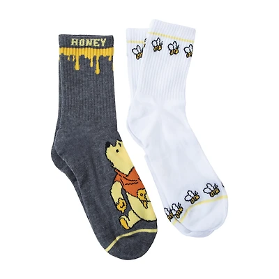 Juniors Disney Winnie The Pooh Mid-Crews Socks 2-Pairs