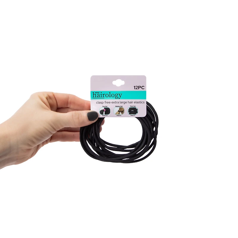 Clasp-Free XL Hair Elastic Bands 12-Count