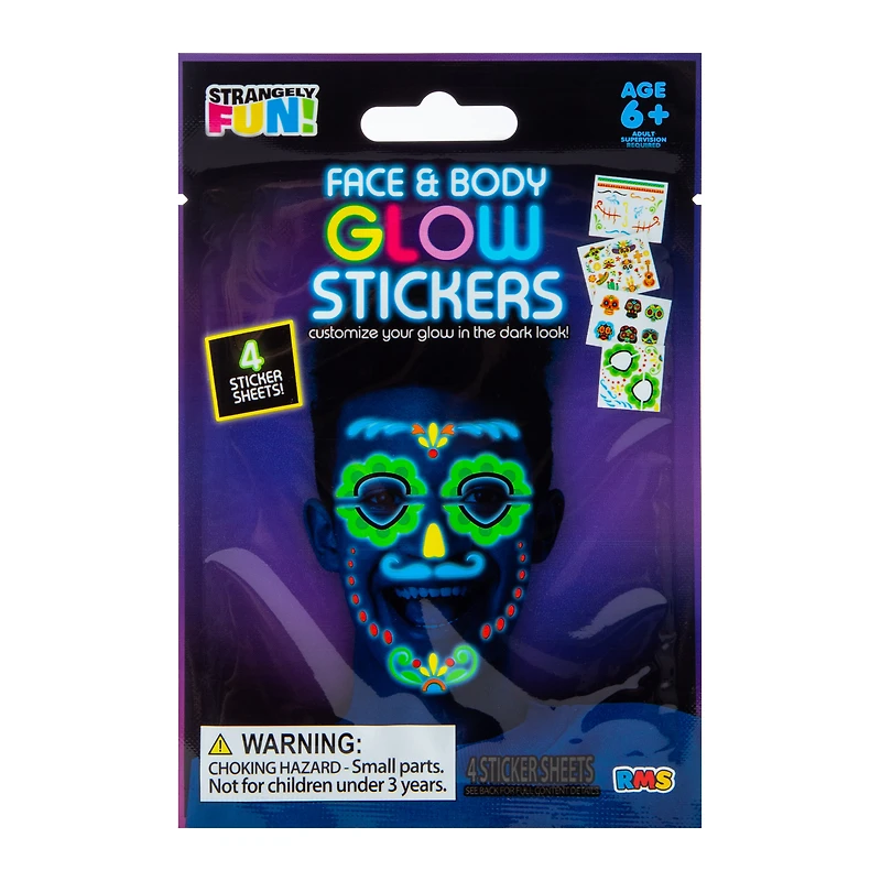 Face and Body Glow Stickers Pack 4-Sheets