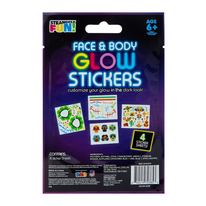 Face and Body Glow Stickers Pack 4-Sheets
