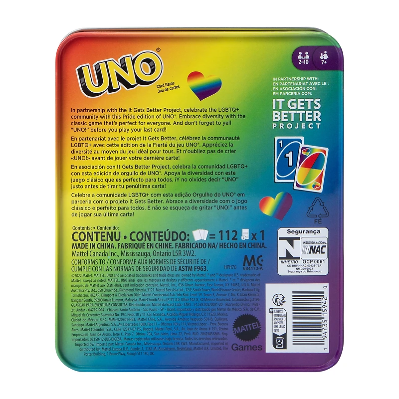 Uno® Play With Pride Playing Cards Tin