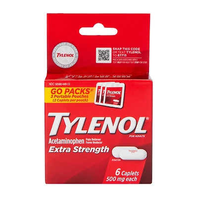 Tylenol Extra Strength Caplets with 500 mg Acetaminophen, 6-Count