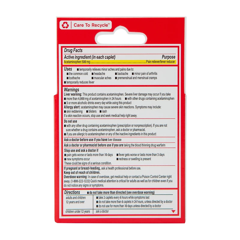 Tylenol Extra Strength Caplets with 500 mg Acetaminophen, 6-Count